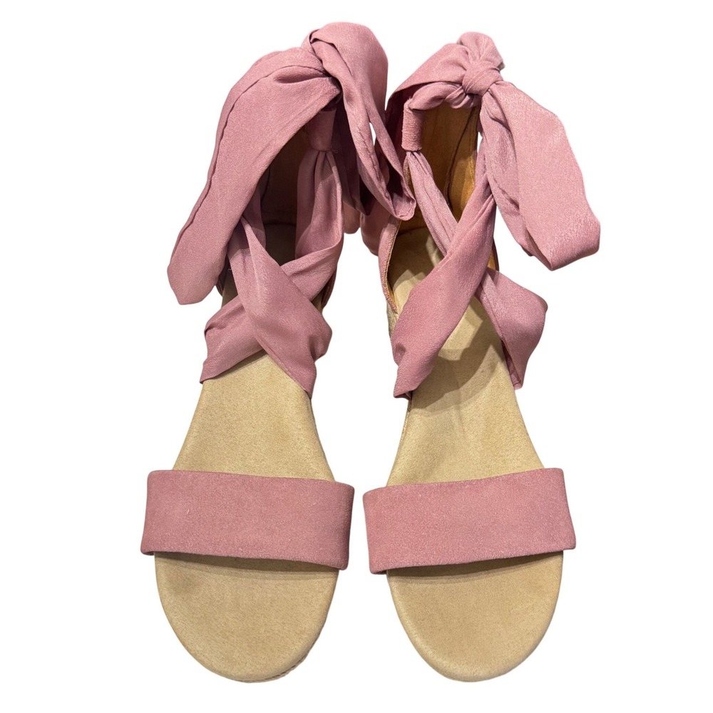 UGG Trina Espadrille Wedge Sandals Womens 7.5 Pink Dawn Suede Lace Up 1099693 - Picture 7 of 13